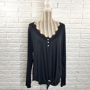 Moral Fiber Black Lace Trimmed Shirt